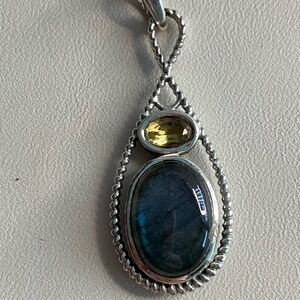 Sterling Silver Pendant with Labradorite and Citrine